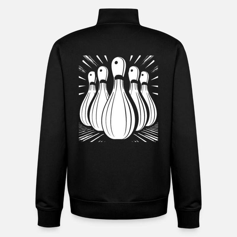 Graphiques de bowling - Sweat zippé unisexe en coton bio Stanley/Stella - noir