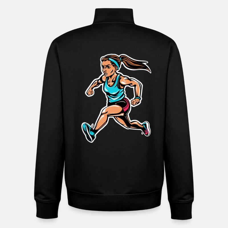 Coureur graphique - Sweat zippé unisexe en coton bio Stanley/Stella - noir