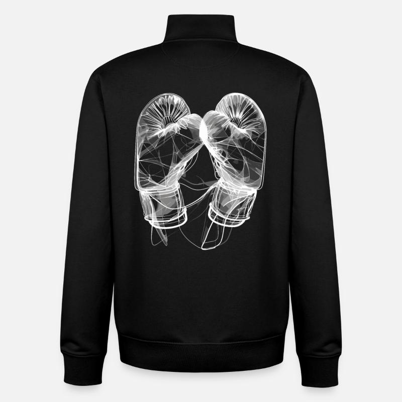 Boxhandschuhe Line Art - Unisex Organic Zip Sweatshirt von Stanley/Stella - Schwarz