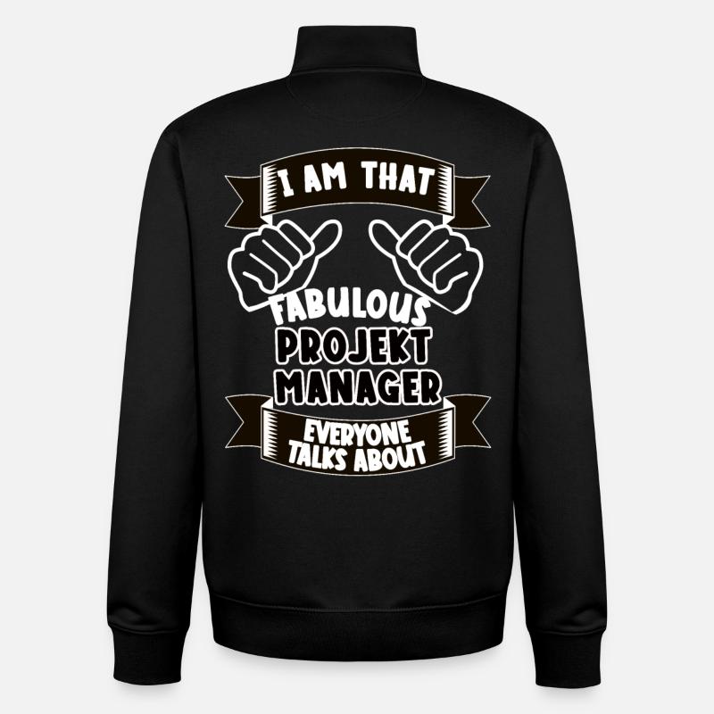 Project Manager Funny Saying Gift - Unisex Organic Zip Sweatshirt by Stanley/Stella - black