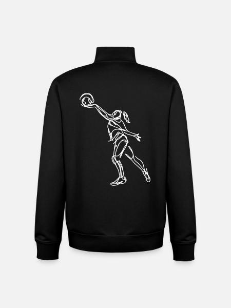 Female Volleyball Player Sketch - Unisex Organic Zip Sweatshirt by Stanley/Stella - black