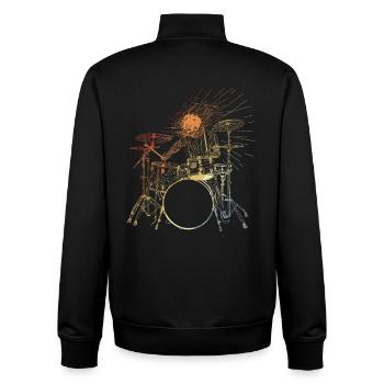 Schlagzeuger Vintage Look - Unisex Organic Zip Sweatshirt von Stanley/Stella - Schwarz - Hinten - AI Model Male 185 light (185cm)