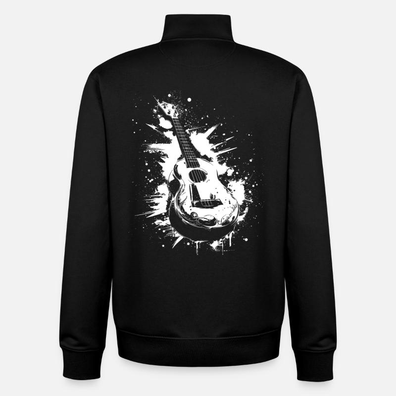 Ukulélé Graffiti - Sweat zippé unisexe en coton bio Stanley/Stella - noir