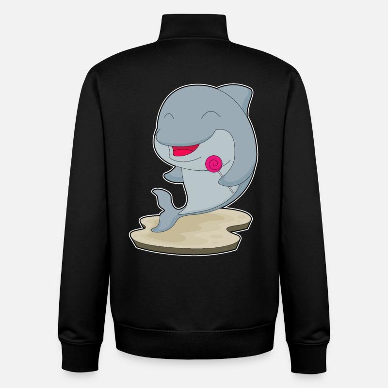 Sucette dauphin - Sweat zippé unisexe en coton bio Stanley/Stella - noir