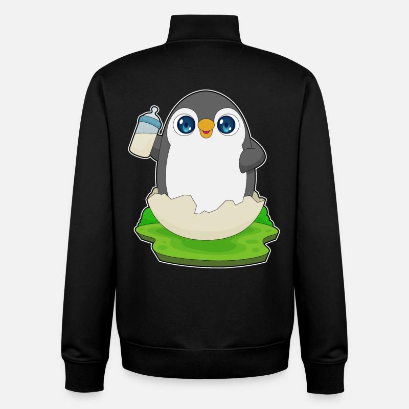 Penguin Biberon Lait - Sweat zippé unisexe en coton bio Stanley/Stella - noir
