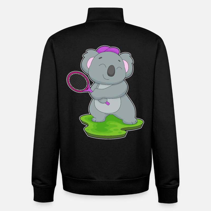 Raquettes de tennis Koala - Sweat zippé unisexe en coton bio Stanley/Stella - noir