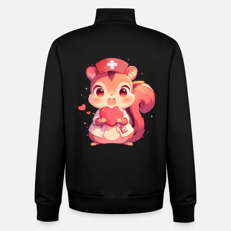 Écureuil Infirmière Soignante Médecin - Sweat zippé unisexe en coton bio Stanley/Stella - noir