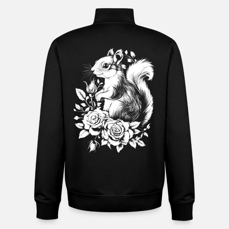 Eichhörnchen Ästhetik Rose Blumen Hörnchen - Unisex Organic Zip Sweatshirt von Stanley/Stella - Schwarz