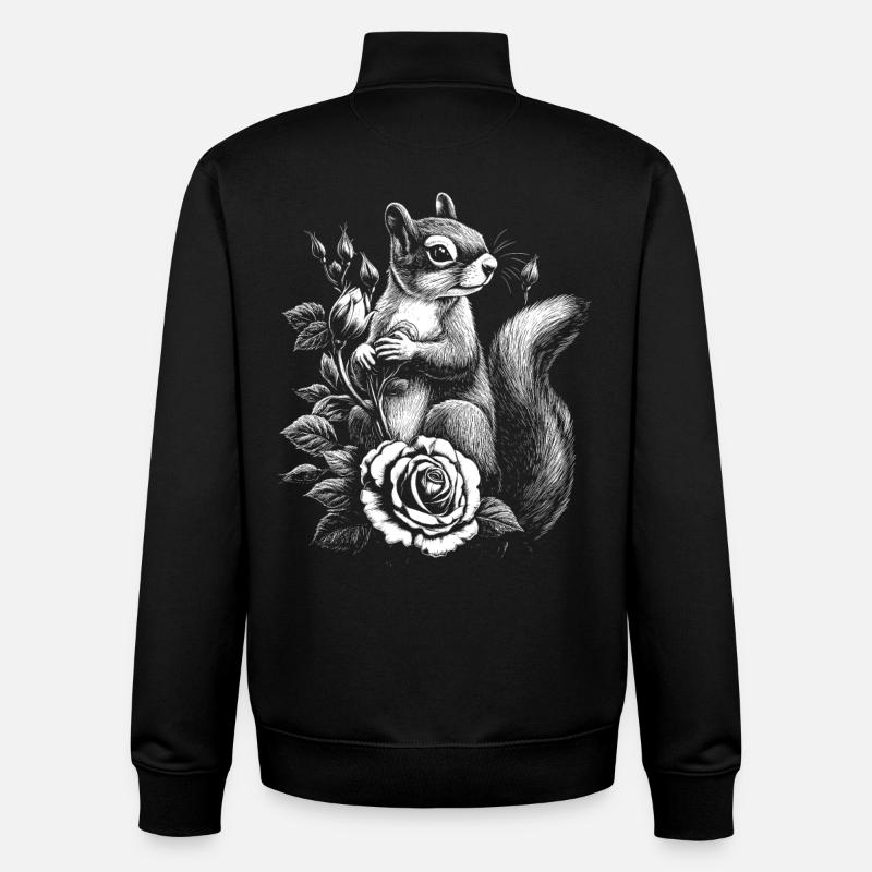 Eichhörnchen Rose Blumen Ästhetik Hörnchen - Unisex Organic Zip Sweatshirt von Stanley/Stella - Schwarz