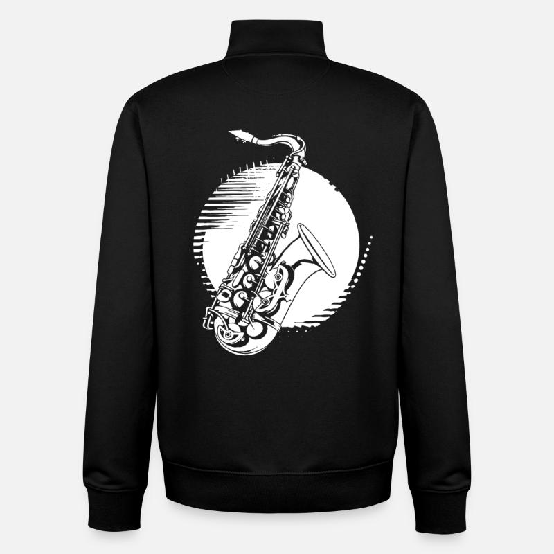 Saxophone Graphics - Unisex Organic Zip Sweatshirt by Stanley/Stella - black