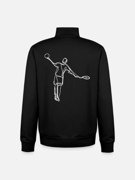Badminton Player Drawing - Unisex Organic Zip Sweatshirt by Stanley/Stella - black