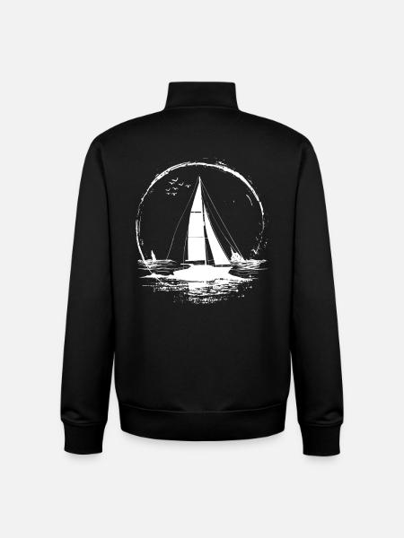 Sailing Drawing - Unisex Organic Zip Sweatshirt by Stanley/Stella - black