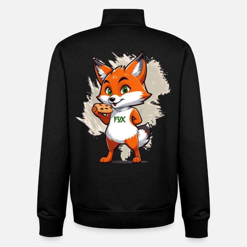 Fox with biscuits - Unisex Organic Zip Sweatshirt by Stanley/Stella - black