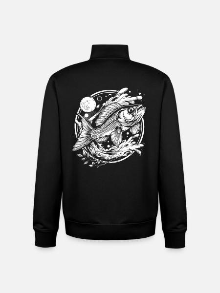 Fish Graphic - Unisex Organic Zip Sweatshirt by Stanley/Stella - black