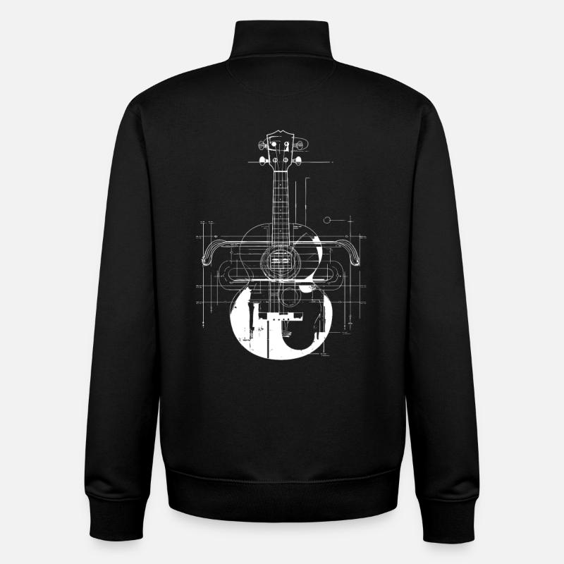 Dessin de ukulélé - Sweat zippé unisexe en coton bio Stanley/Stella - noir