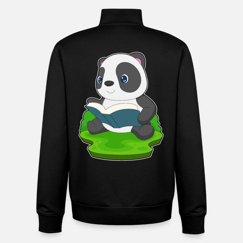 Livre Panda - Sweat zippé unisexe en coton bio Stanley/Stella - noir