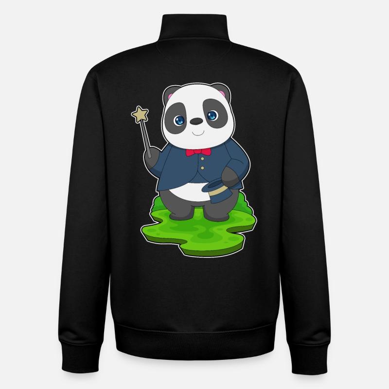 Baguette de sorcier panda - Sweat zippé unisexe en coton bio Stanley/Stella - noir