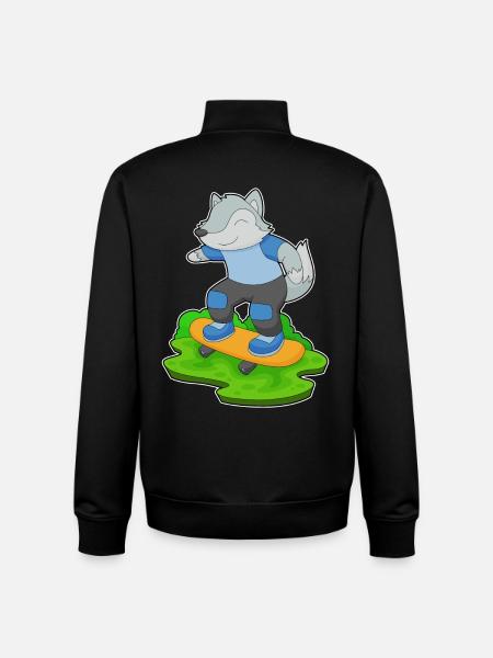 Wolf Skater Skateboard - Sweat zippé unisexe en coton bio Stanley/Stella - noir