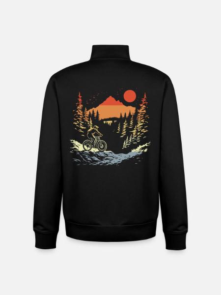 Mountain biking vintage style - Unisex Organic Zip Sweatshirt by Stanley/Stella - black
