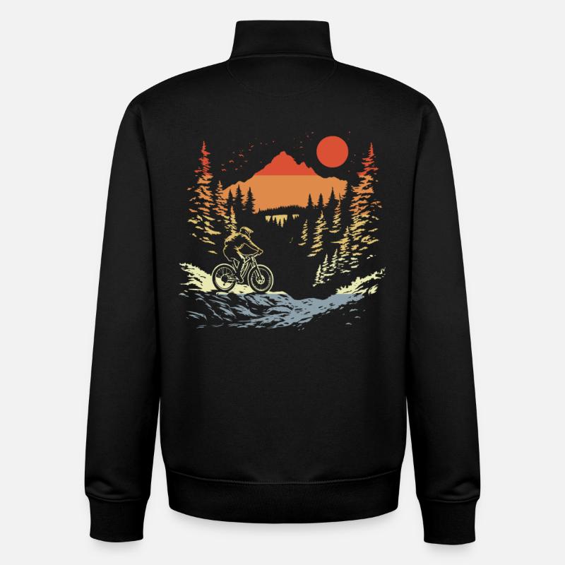 Mountain biking vintage style - Unisex Organic Zip Sweatshirt by Stanley/Stella - black