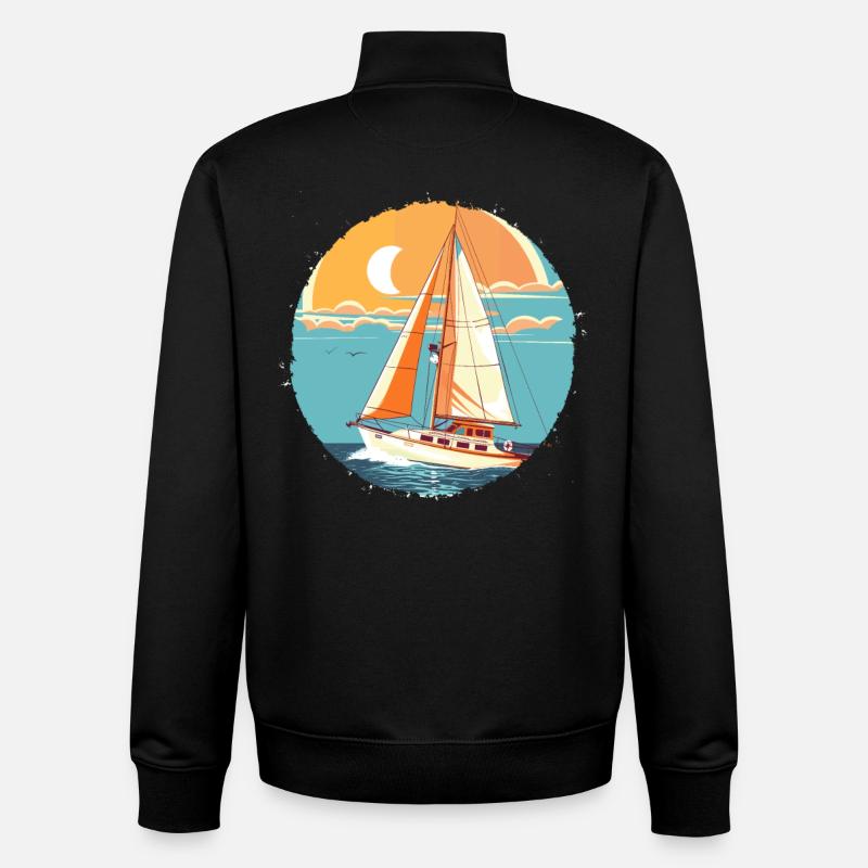 Sailing Comic Look - Unisex Organic Zip Sweatshirt by Stanley/Stella - black