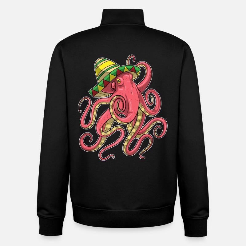 Chapeau mexicain pieuvre - Sweat zippé unisexe en coton bio Stanley/Stella - noir