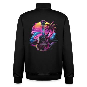 Ukulele Retrowave - Unisex Organic Zip Sweatshirt von Stanley/Stella - Schwarz - Hinten - AI Model Male 185 light (185cm)