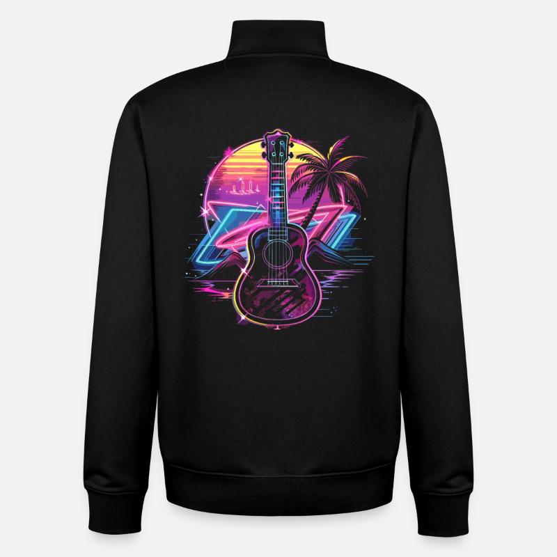 Ukulele Retrowave - Unisex Organic Zip Sweatshirt by Stanley/Stella - black