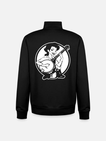 Cartoon Banjo Player - Unisex Organic Zip Sweatshirt by Stanley/Stella - black