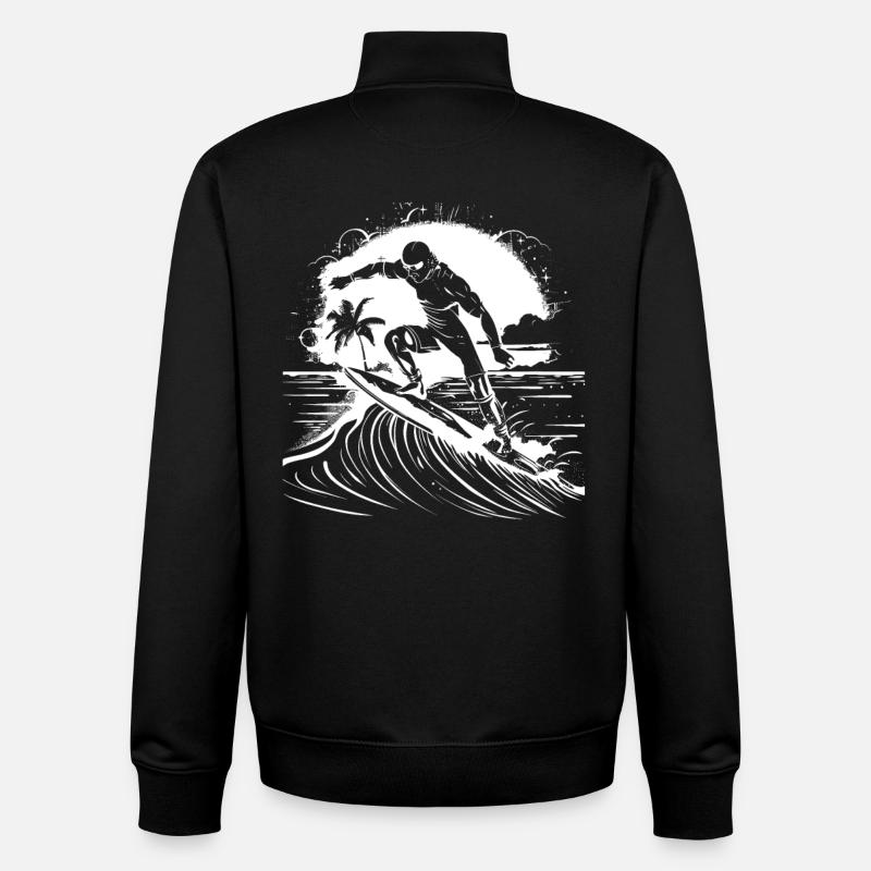 Surfer Graphics - Unisex Organic Zip Sweatshirt by Stanley/Stella - black