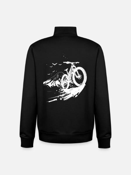 Mountain Biking Sketch - Unisex Organic Zip Sweatshirt by Stanley/Stella - black