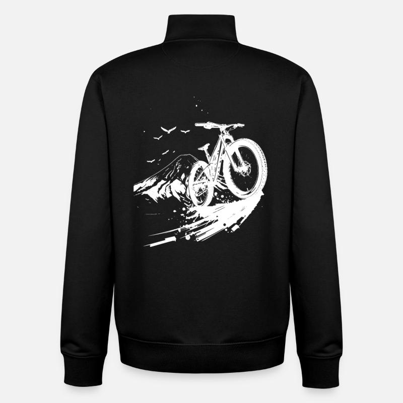 Mountain Biking Sketch - Unisex Organic Zip Sweatshirt by Stanley/Stella - black
