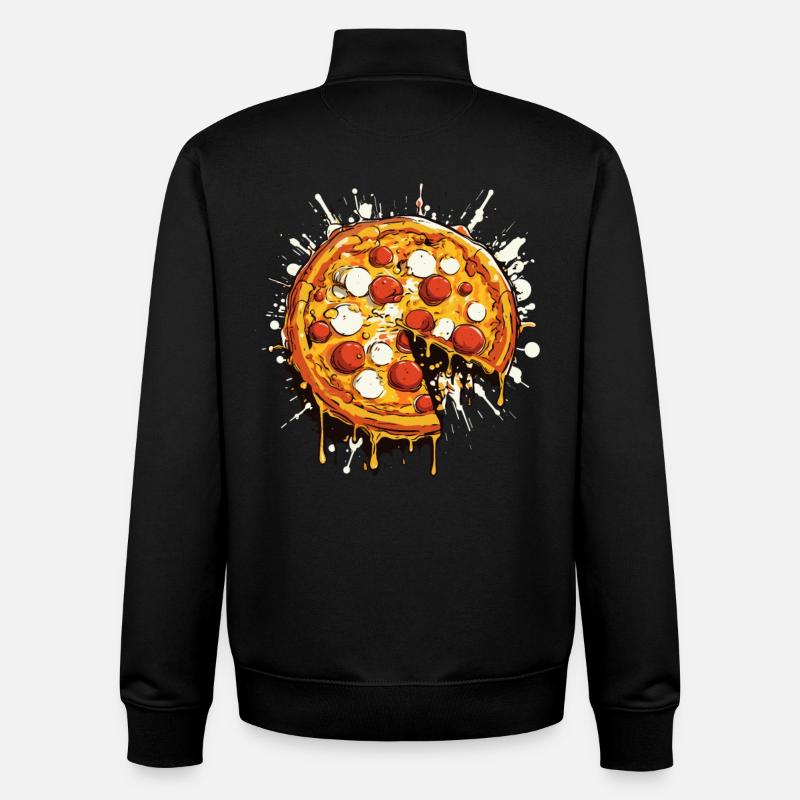 Graphique de pizza - Sweat zippé unisexe en coton bio Stanley/Stella - noir