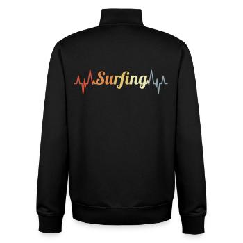 Surfen Kardiogramm - Unisex Organic Zip Sweatshirt von Stanley/Stella - Schwarz - Hinten - AI Model Male 185 light (185cm)