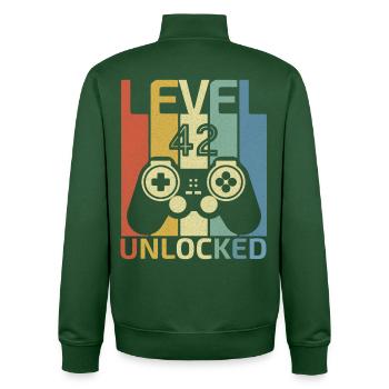 Level 42 Freigeschaltet Lustiger Videospieler 42. Geburtstag - Unisex Organic Zip Sweatshirt von Stanley/Stella - Flaschengrün - Hinten - AI Model Male 185 dark (185cm)