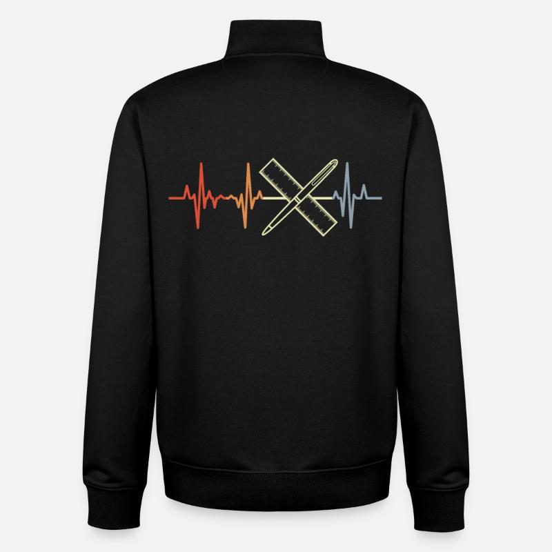 Plume et règle ligne cœur - Sweat zippé unisexe en coton bio Stanley/Stella - noir