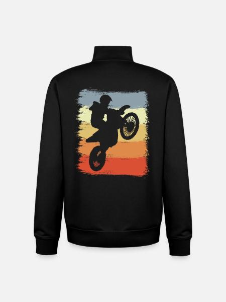 Retro Motocross Graphics - Unisex Organic Zip Sweatshirt by Stanley/Stella - black