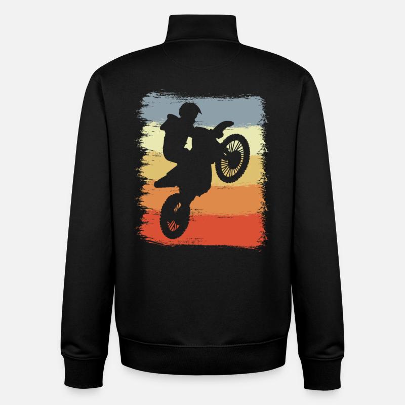 Graphismes rétro de motocross - Sweat zippé unisexe en coton bio Stanley/Stella - noir