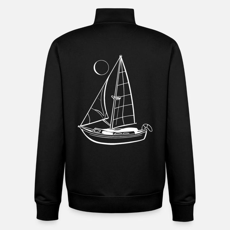 Dessin de voilier - Sweat zippé unisexe en coton bio Stanley/Stella - noir