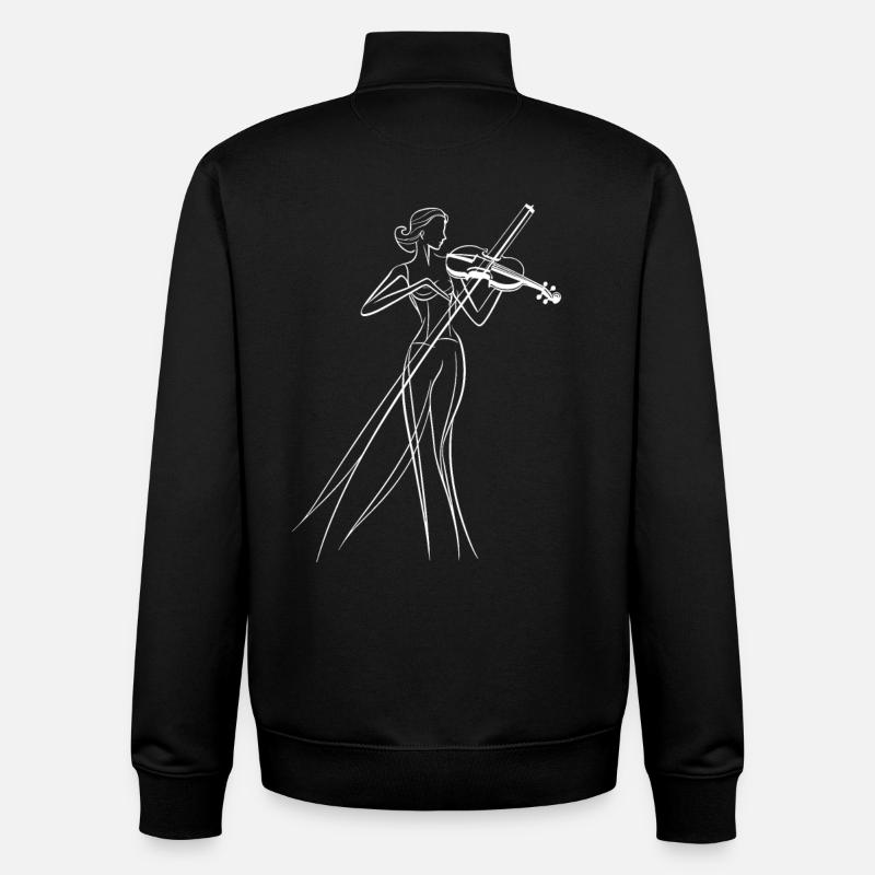 Croquis de violoniste - Sweat zippé unisexe en coton bio Stanley/Stella - noir