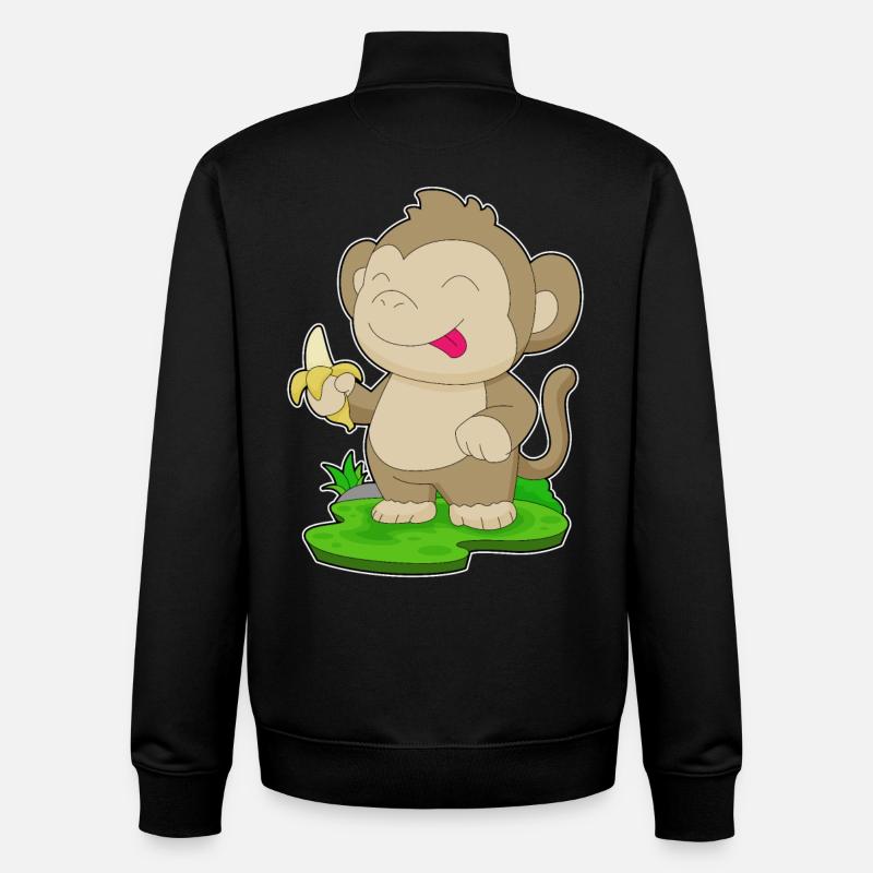 Singe Banane - Sweat zippé unisexe en coton bio Stanley/Stella - noir