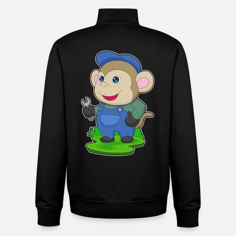 Clé d’artisan Monkey - Sweat zippé unisexe en coton bio Stanley/Stella - noir
