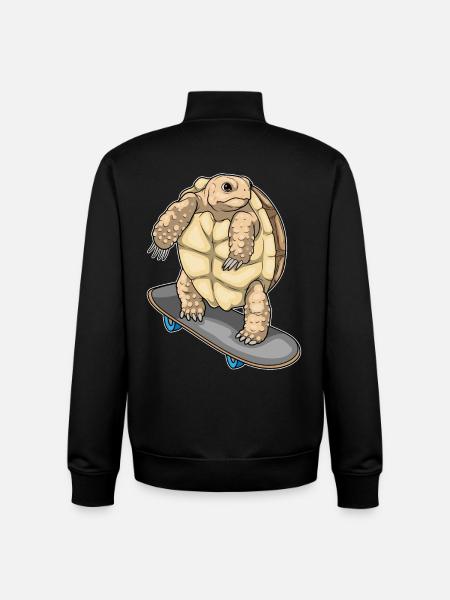 Turtle Skater Skateboard - Unisex Organic Zip Sweatshirt by Stanley/Stella - black