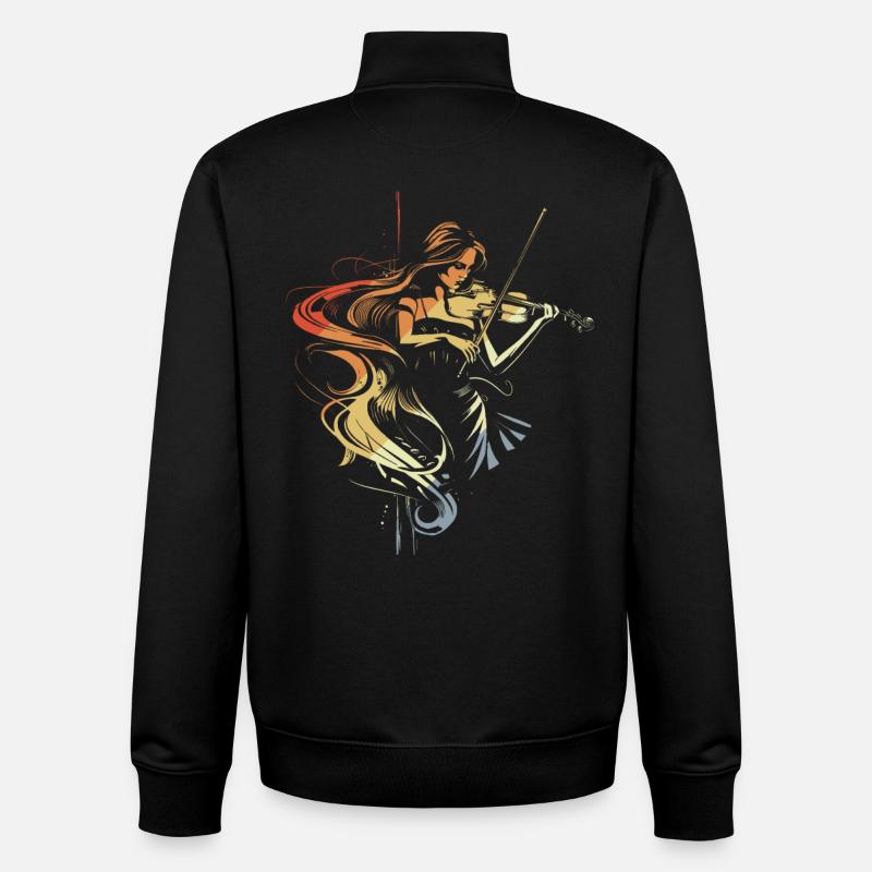 Fille violon - Sweat zippé unisexe en coton bio Stanley/Stella - noir