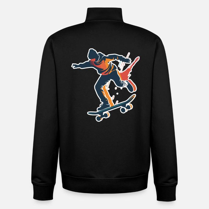 Graphique du skateur - Sweat zippé unisexe en coton bio Stanley/Stella - noir