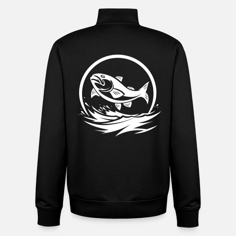 Graphiques de pêcheur - Sweat zippé unisexe en coton bio Stanley/Stella - noir