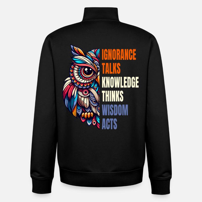 Abstrait hibou philosophie sagesse connaissance dire - Sweat zippé unisexe en coton bio Stanley/Stella - noir