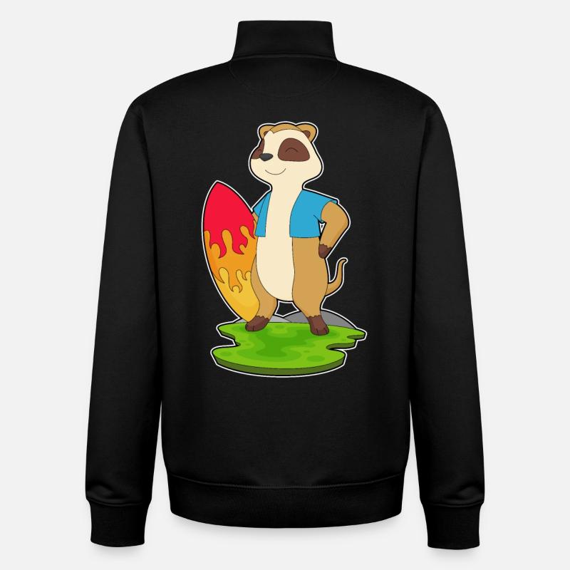 Erdmännchen Surfer Surfbrett - Unisex Organic Zip Sweatshirt von Stanley/Stella - Schwarz