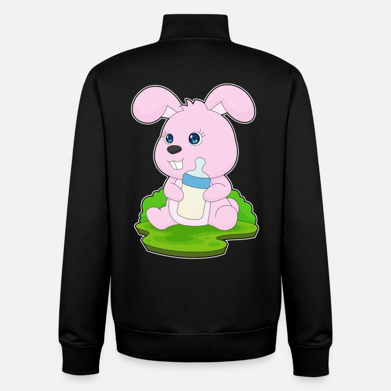 Bunny Baby Bottle Milk - Unisex Organic Zip Sweatshirt by Stanley/Stella - black