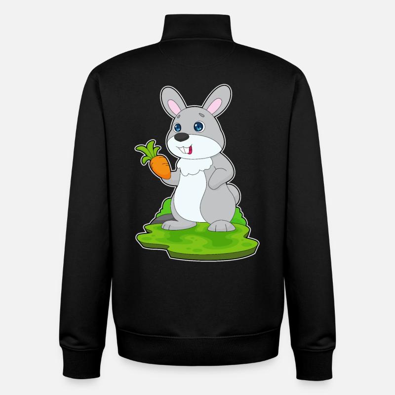 Lapin Carotte - Sweat zippé unisexe en coton bio Stanley/Stella - noir